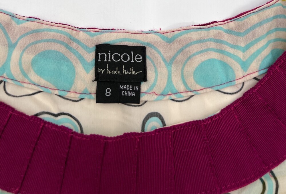 Nicole by Nicole Miller Shirt Womens 8 Multicolor Blouse Sheer Round Neck * - Picture 3 of 8